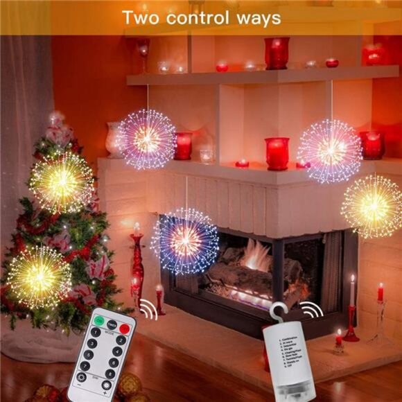 4pcs String Lights Christmas Lights,198 LED 8 Modes Dimmable with Remote Control - Picture 2 of 7